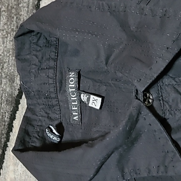 AFFLICTION EMBROIDERED BUTTON-DOWN BLACK LONG-SLEEVE SHIRT - Picture 9 of 16